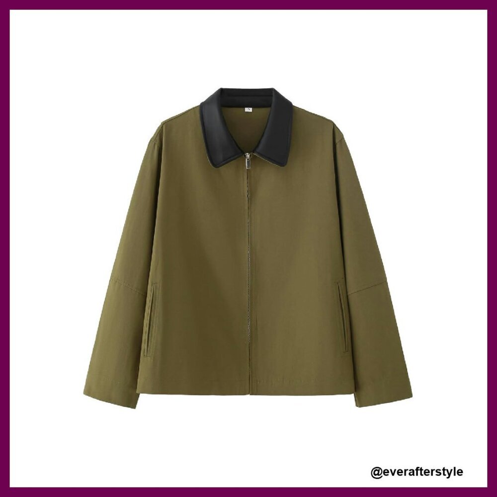 Cropped Barn Jacket Lightweight Utility Coat Oversized Canvas Chic Retro